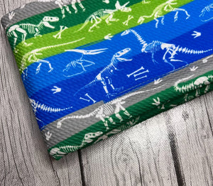 Pre-Order Striped Dino Fossils Boy Print Animals Bullet, DBP, Rib Knit, Cotton Lycra + other fabrics