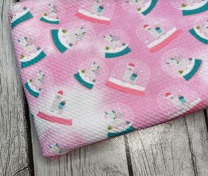 Pre-Order Pink Unicorn Snow Globe Christmas Bullet, DBP, Rib Knit, Cotton Lycra + other fabrics