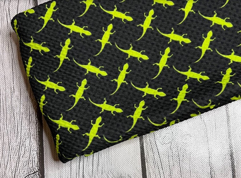 Ready to Ship Bullet fabric Green Lizards Boy makes great bows, head wraps, bummies, and more.