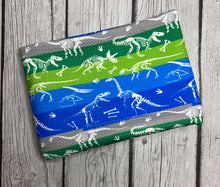 Load image into Gallery viewer, Pre-Order Striped Dino Fossils Boy Print Animals Bullet, DBP, Rib Knit, Cotton Lycra + other fabrics