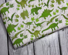 Load image into Gallery viewer, Pre-Order Green Speckled Dinosaurs Animals Boy Print Bullet, DBP, Rib Knit, Cotton Lycra + other fabrics