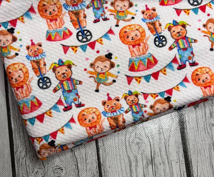 Pre-Order Circus Animals Boy Print Bullet, DBP, Rib Knit, Cotton Lycra + other fabrics