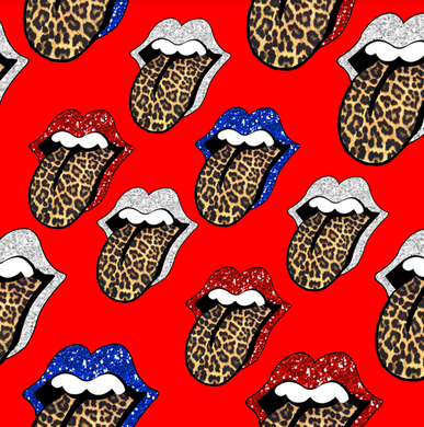Pre-Order Bullet, DBP, Velvet and Rib Knit fabric Fourth of July Cheetah Lips Bands Animals makes great bows, head wraps, bummies, and more.