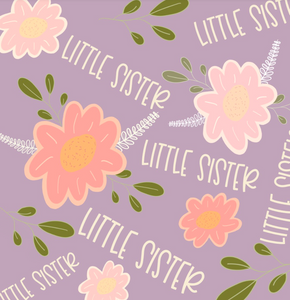 Pre-Order Bullet, DBP, Velvet and Rib Knit fabric Little Sister Lavender Title Floral makes great bows, head wraps, bummies, and more.