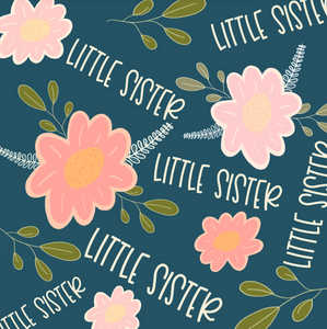 Pre-Order Bullet, DBP, Velvet and Rib Knit fabric Little Sister Teal Title Floral makes great bows, head wraps, bummies, and more.
