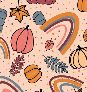 Pre-Order Fall Leaves and Rainbows Season Bullet, DBP, Rib Knit, Cotton Lycra + other fabrics