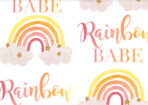 Pre-Order Bullet, DBP, Velvet and Rib Knit fabric Rainbow Babe Title Seasons makes great bows, head wraps, bummies, and more.