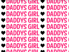 Load image into Gallery viewer, Pre-Order Bullet, DBP, Velvet and Rib Knit Fabric Daddy&#39;s Girl Pink Black Heart Title makes great bows, head wraps, bummies, and more.