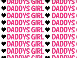 Pre-Order Bullet, DBP, Velvet and Rib Knit Fabric Daddy's Girl Pink Black Heart Title makes great bows, head wraps, bummies, and more.