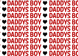 Pre-Order Bullet, DBP, Velvet and Rib Knit fabric Daddy's Boy Red Heart Black Title makes great bows, head wraps, bummies, and more.