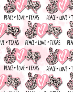 Pre-Order Bullet, DBP, Velvet and Rib Knit fabric Peace Love Texas Cheetah Animal Title makes great bows, head wraps, bummies, and more.