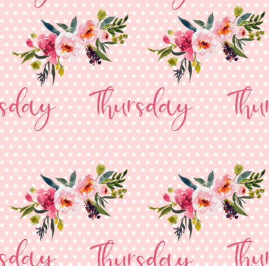 Pre-Order Bullet, DBP, Velvet and Rib Knit fabric Thursday Week Title Floral makes great bows, head wraps, bummies, and more.