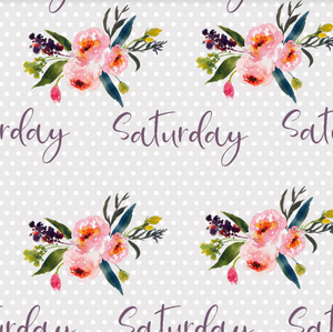 Pre-Order Bullet, DBP, Velvet and Rib Knit fabric Saturday Week Title Floral makes great bows, head wraps, bummies, and more.