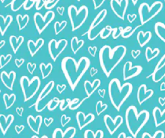 Pre-Order Bullet, DBP, Velvet and Rib Knit fabric Blue Love Hearts Valentine Title makes great bows, head wraps, bummies, and more.