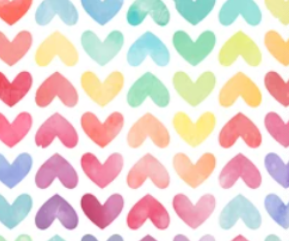 Pre-Order Bullet, DBP, Velvet and Rib Knit fabric Watercolor Rainbow Hearts Valentine makes great bows, head wraps, bummies, and more.