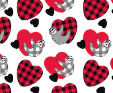 Pre-Order Bullet, DBP, Velvet and Rib Knit fabric Sloth Love Valentine Animal Shapes makes great bows, head wraps, bummies, and more.