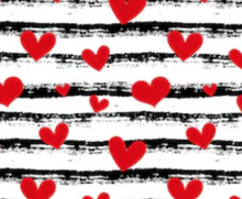 Load image into Gallery viewer, Pre-Order Bullet, DBP, Velvet and Rib Knit fabric Distressed Striped Red Hearts Valentine Shapes makes great bows, head wraps, bummies, and more.