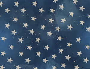 Pre-Order Blue Watercolor Stars Shapes Bullet, DBP, Rib Knit, Cotton Lycra + other fabrics