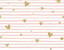 Load image into Gallery viewer, Pre-Order Pink Stripes Gold Heart Valentine Shapes Bullet, DBP, Rib Knit, Cotton Lycra + other fabrics