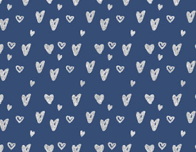 Pre-Order Navy Silver Hearts Shapes Valentine Bullet, DBP, Rib Knit, Cotton Lycra + other fabrics