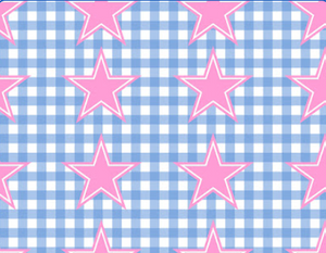 Pre-Order Pink Star Blue Gingham Shapes Bullet, DBP, Rib Knit, Cotton Lycra + other fabrics
