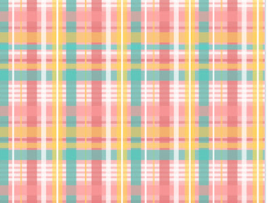 Pre-Order Blue Pink Yellow Sherbet Plaid Shapes Bullet, DBP, Rib Knit, Cotton Lycra + other fabrics