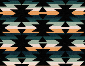 Pre-Order Green Aztec Western Shapes Bullet, DBP, Rib Knit, Cotton Lycra + other fabrics