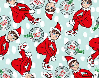 Pre-Order Bullet, DBP, Velvet and Rib Knit fabric Elf on the Shelf Boy Christmas makes great bows, head wraps, bummies, and more.