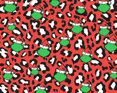 Pre-Order Grinch Cheetah Characters Christmas Animals Bullet, DBP, Rib Knit, Cotton Lycra + other fabrics
