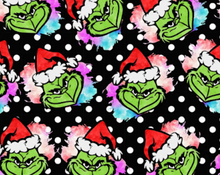 Load image into Gallery viewer, Pre-Order Grinch Dots Characters Christmas Shapes Bullet, DBP, Rib Knit, Cotton Lycra + other fabrics