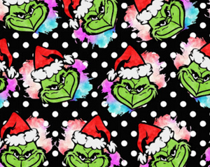 Pre-Order Grinch Dots Characters Christmas Shapes Bullet, DBP, Rib Knit, Cotton Lycra + other fabrics