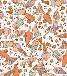 Pre-Order Bullet, DBP, Velvet and Rib Knit fabric Vintage Summer Ice Cream Food makes great bows, head wraps, bummies, and more.