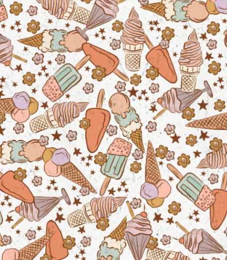 Pre-Order Bullet, DBP, Velvet and Rib Knit fabric Vintage Summer Ice Cream Food makes great bows, head wraps, bummies, and more.