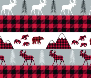 Pre-Order Bullet, DBP, Velvet and Rib Knit fabric Buffalo Plaid Winter Christmas Animals makes great bows, head wraps, bummies, and more.