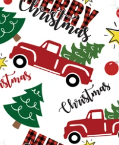Pre-Order Bullet, DBP, Velvet and Rib Knit fabric Merry Christmas Trucks makes great bows, head wraps, bummies, and more.