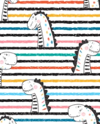 Pre-Order Striped Happy Dinos Animals Shapes Bullet, DBP, Rib Knit, Cotton Lycra + other fabrics