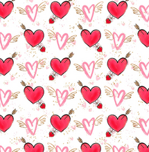 Load image into Gallery viewer, Pre-Order Bullet, DBP, Velvet and Rib Knit fabric Cupids Valentine Hearts Shapes makes great bows, head wraps, bummies, and more.