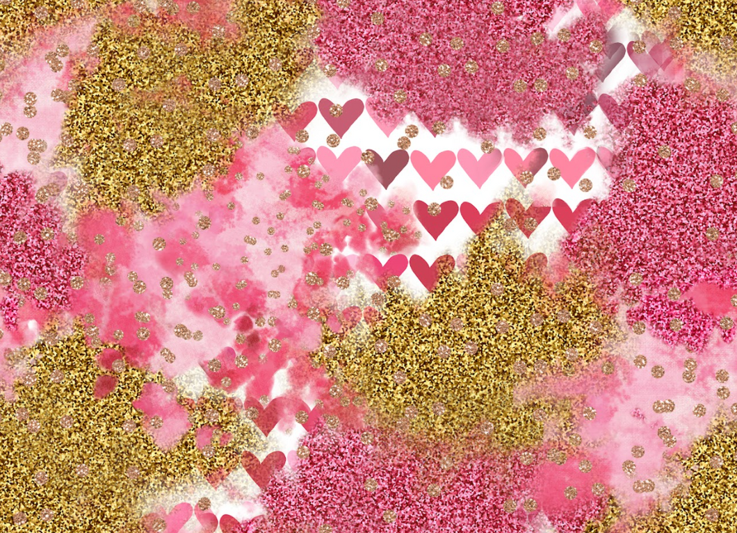 Pre-Order Bullet, DBP, Velvet, Rib Knit fabric Faux Gold Pink Paint Splat Valentine Heart Shapes makes great bows, head wraps, bummies, and more.