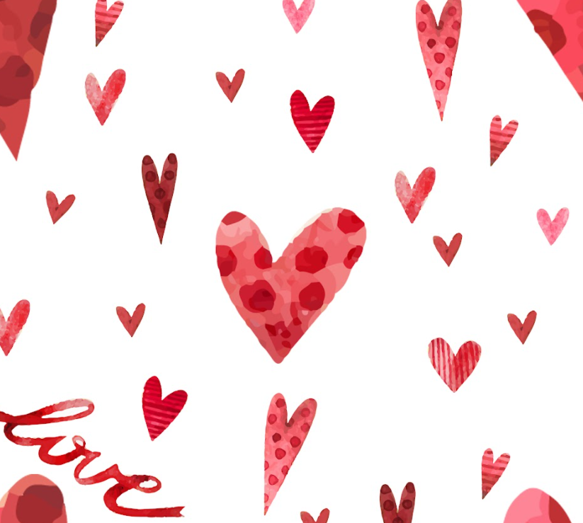 Pre-Order Bullet, DBP, Velvet and Rib Knit fabric Dotted Love Valentine Hearts Shapes Title makes great bows, head wraps, bummies, and more.