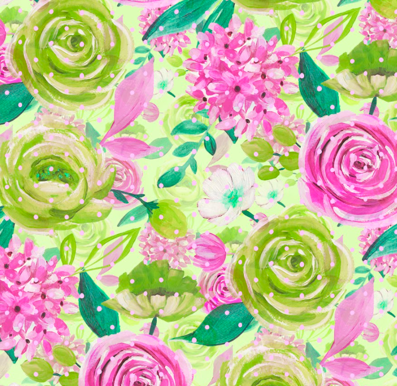 Pre-Order Bullet, DBP, Velvet and Rib Knit fabric Pink Green Rose Floral makes great bows, head wraps, bummies, and more.