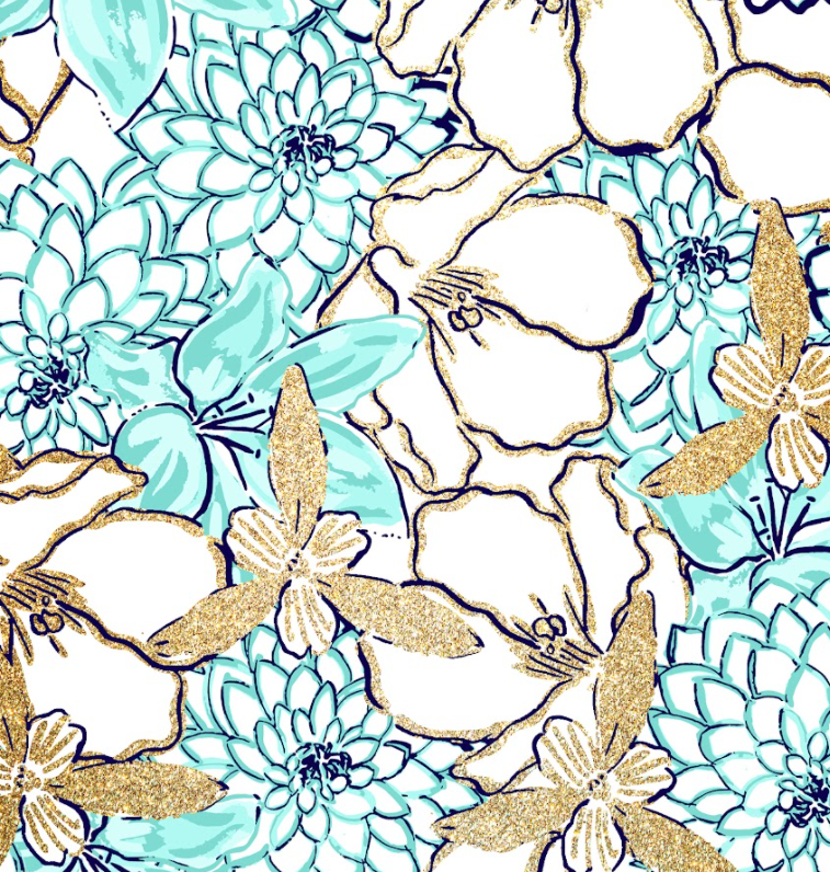 Pre-Order Bullet, DBP, Velvet and Rib Knit fabric Turquoise w/Gold Floral makes great bows, head wraps, bummies, and more.