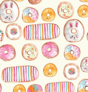 Pre-Order Bullet, DBP, Velvet and Rib Knit fabric Easter Donut Food  makes great bows, head wraps, bummies, and more.