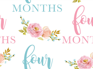 Pre-Order Bullet, DBP, Velvet and Rib Knit fabric Four Month Milestone Floral makes great bows, head wraps, bummies, and more.