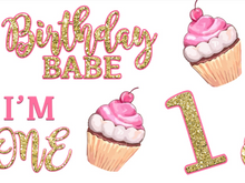 Load image into Gallery viewer, Pre-Order Bullet, DBP, Velvet and Rib Knit fabric Birthday Babe Milestone makes great bows, head wraps, bummies, and more.