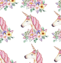 Load image into Gallery viewer, Pre-Order Unicorn w/White Animals Girl Bullet, DBP, Rib Knit, Cotton Lycra + other fabrics