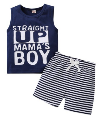 Boys Straight up Mama's Boy Set (Navy)