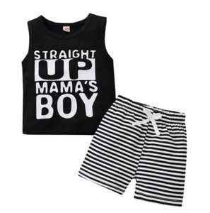 Boys Straight up Mama's Boy Set (Black)