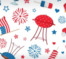 Pre-Order Bullet, DBP, Velvet and Rib Knit fabric Fourth of July BBQ Party Food makes great bows, head wraps, bummies, and more.