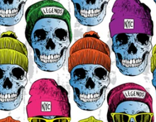 Load image into Gallery viewer, Pre-Order Bullet, DBP, Velvet and Rib Knit fabric Skull Halloween Gang Boy Print makes great bows, head wraps, bummies, and more.