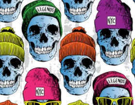 Pre-Order Bullet, DBP, Velvet and Rib Knit fabric Skull Halloween Gang Boy Print makes great bows, head wraps, bummies, and more.